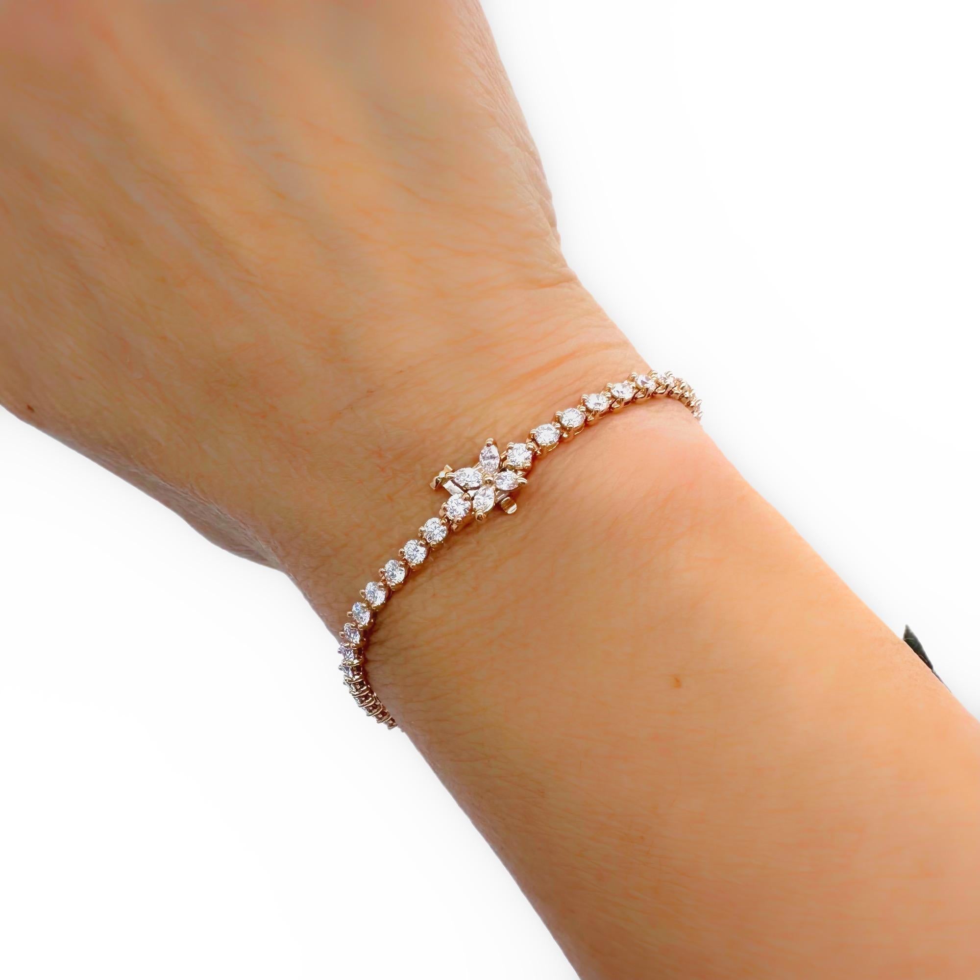 Women's or Men's Tiffany & Co. Victoria Diamond Tennis Bracelet 2.85 TCW 18k Rose Gold