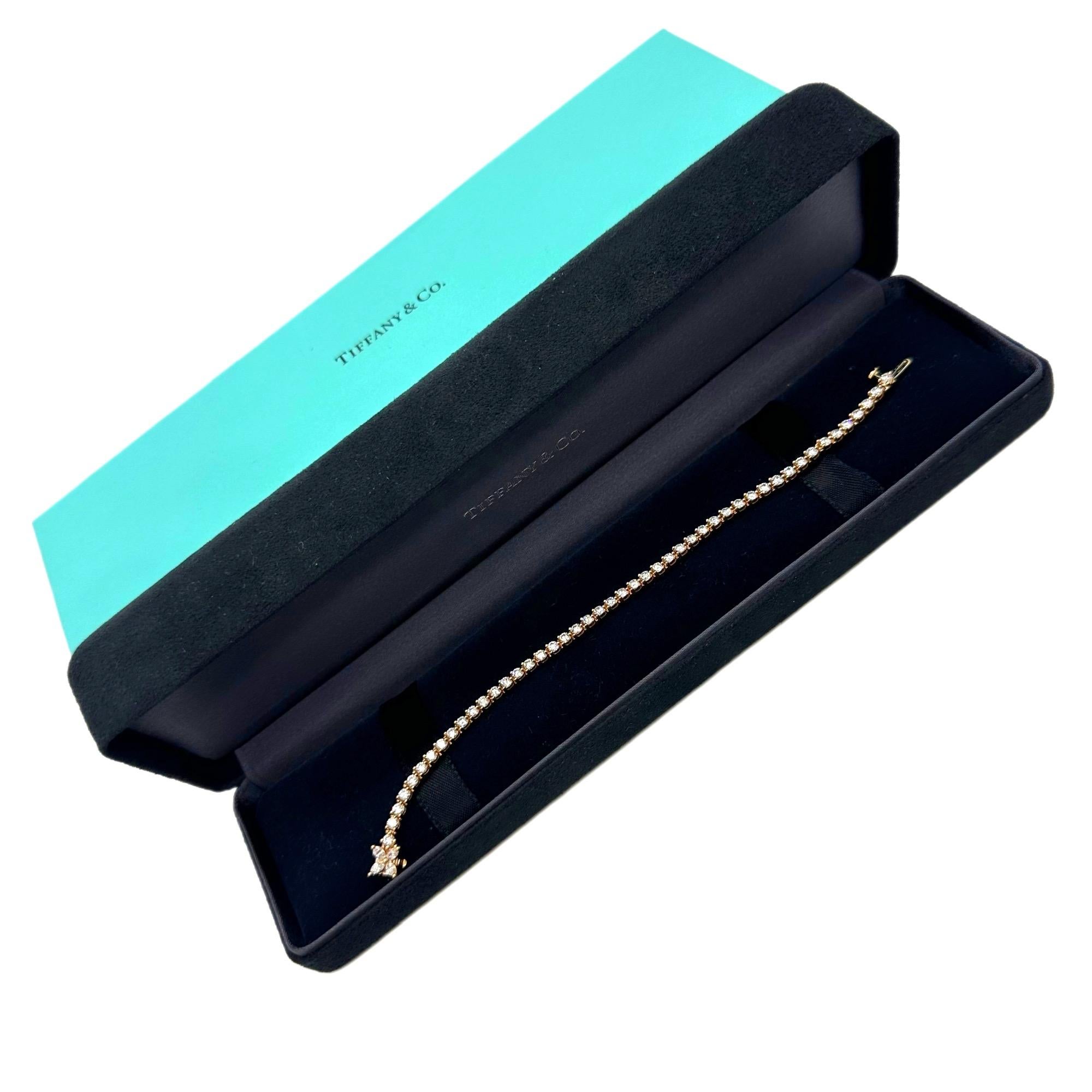 Tiffany & Co. Victoria Diamond Tennis Bracelet 2.85 TCW 18k Rose Gold 2