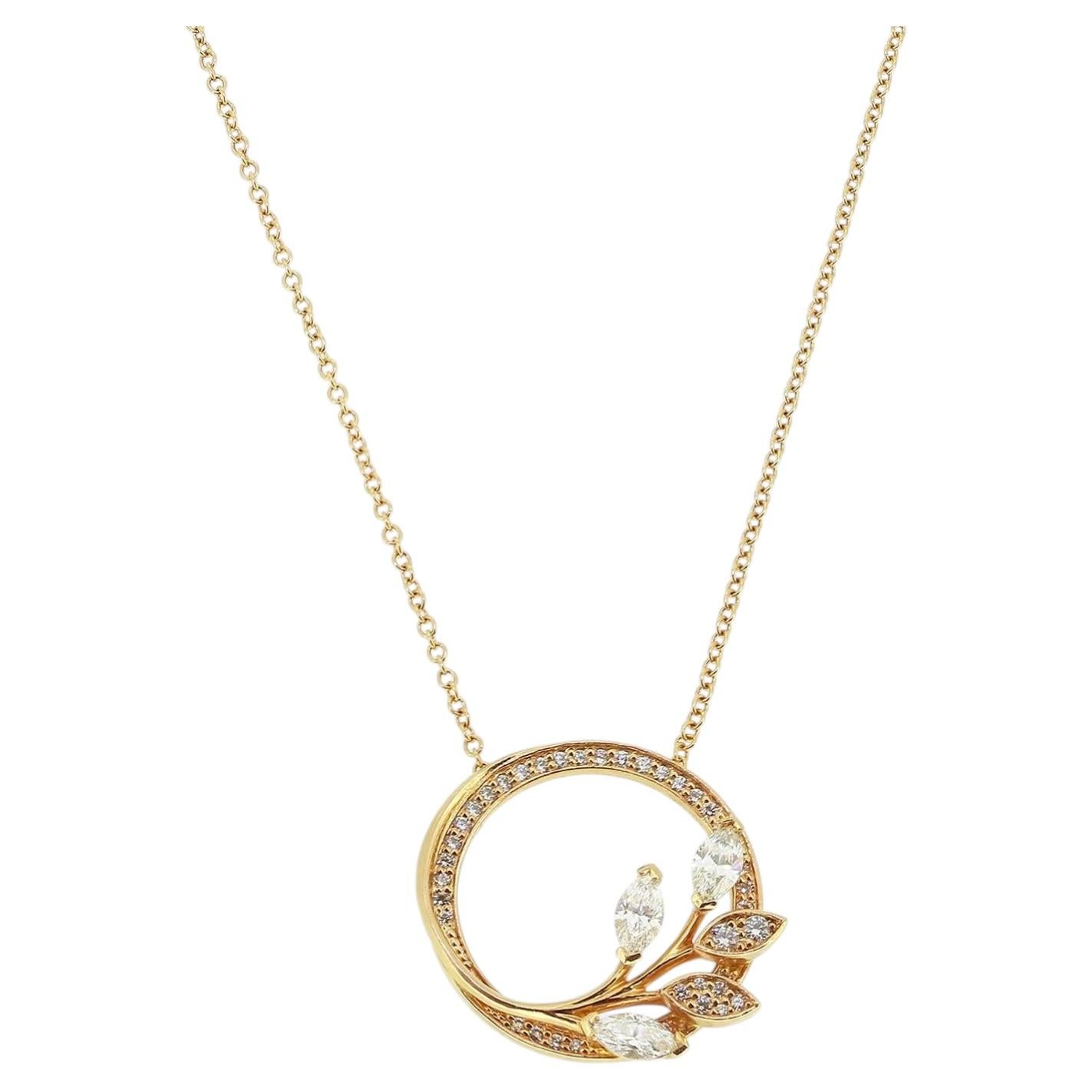 Tiffany & Co. Victoria Diamond Vine Circle Pendant Necklace For Sale