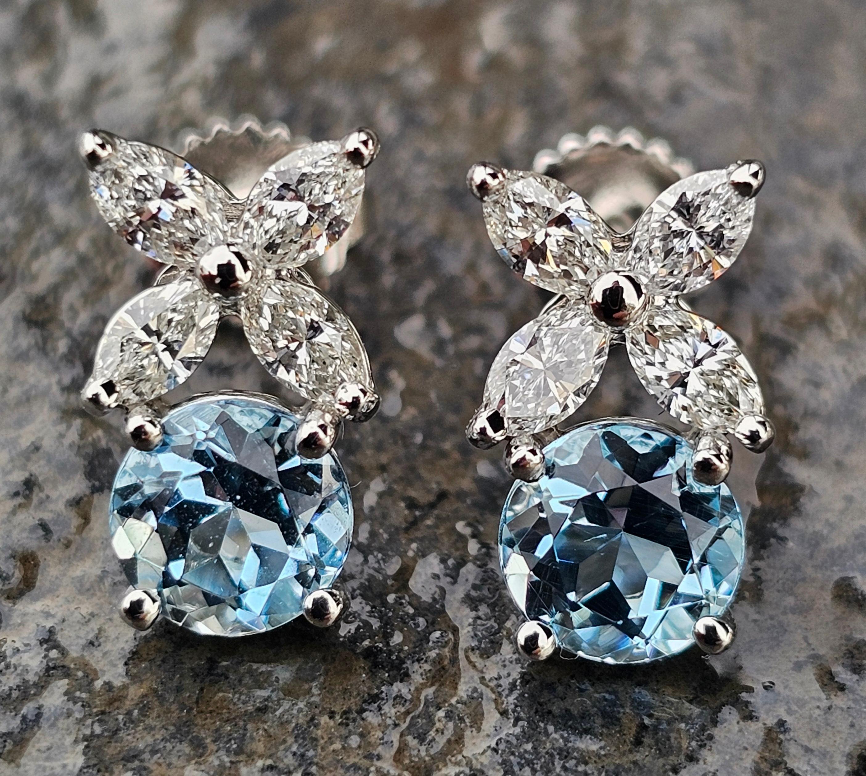 Tiffany & Co. Victoria Earrings Stud Aquamarine Diamond Platinum For Sale 5