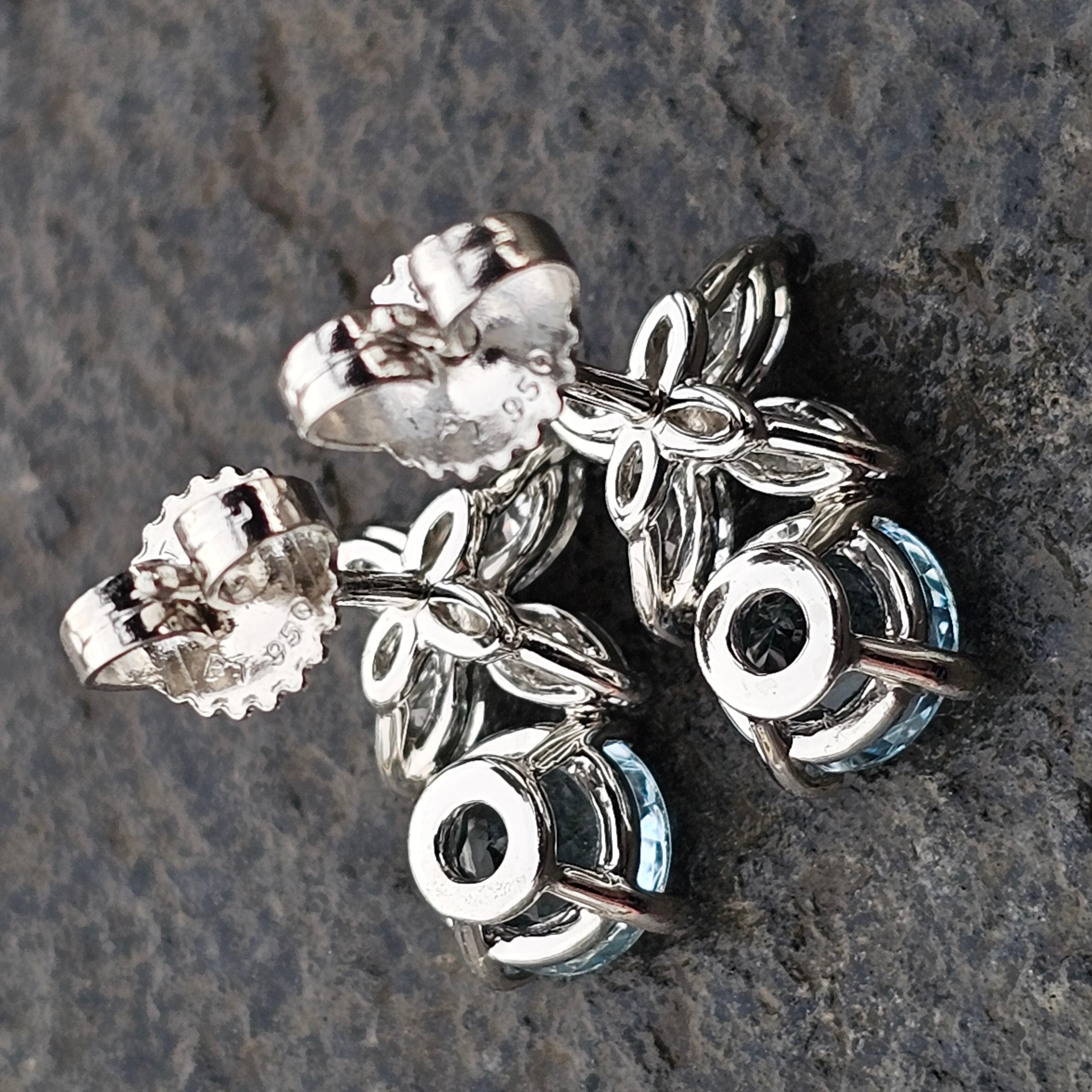 Women's Tiffany & Co. Victoria Earrings Stud Aquamarine Diamond Platinum For Sale