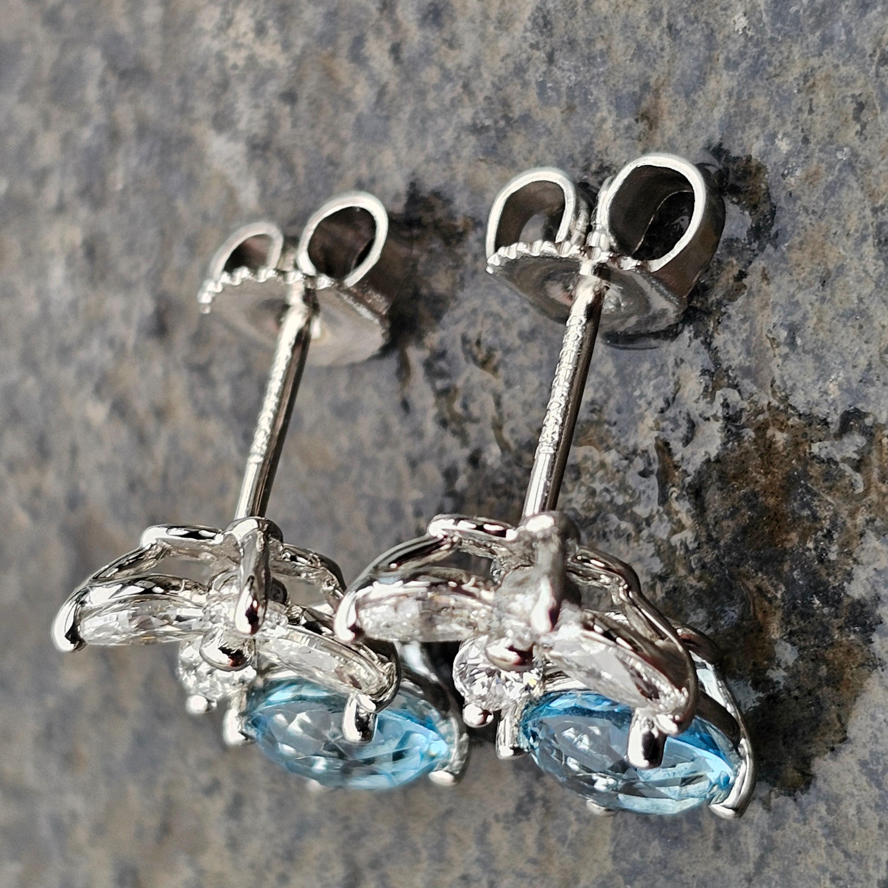 Tiffany & Co. Victoria Earrings Stud Aquamarine Diamond Platinum For Sale 3