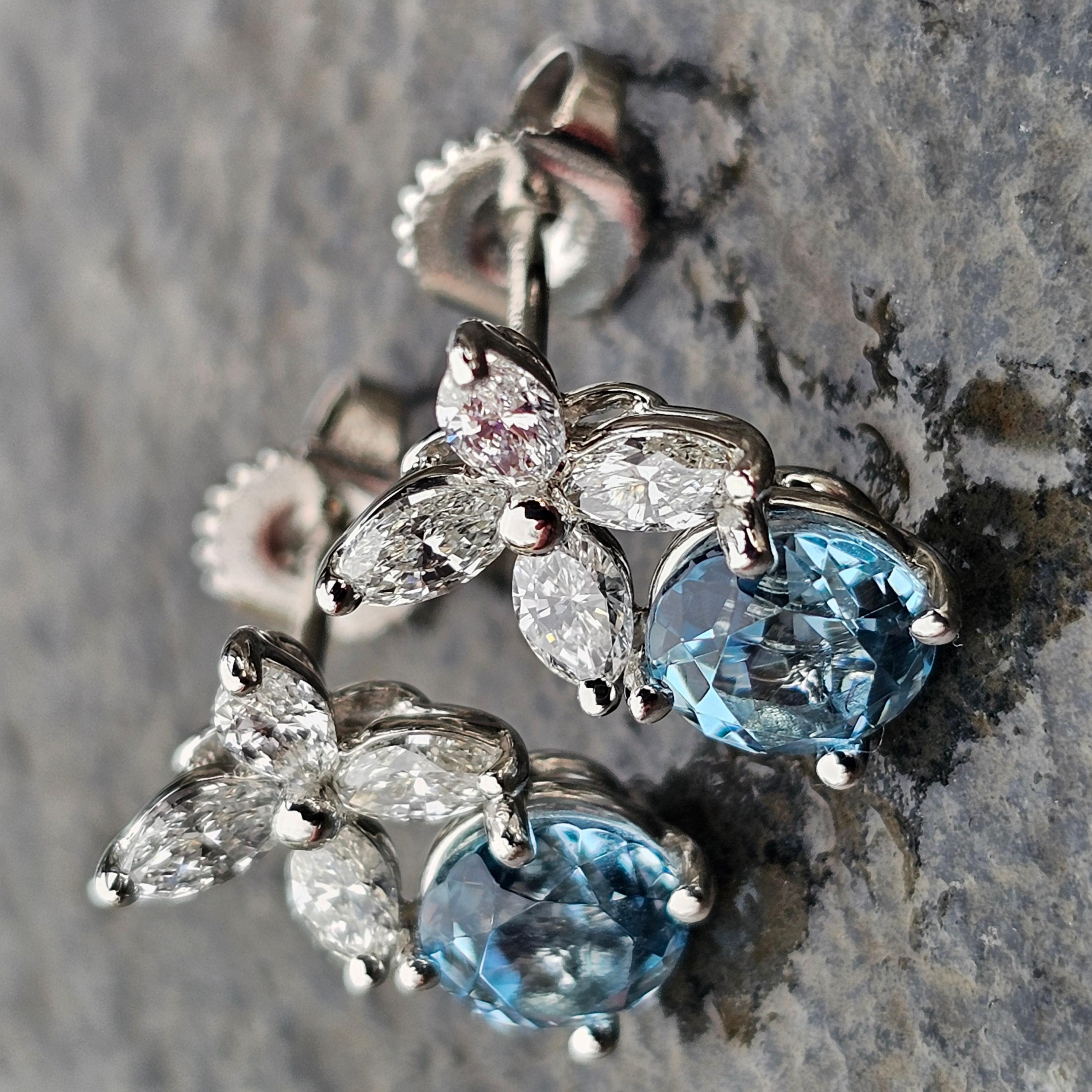 Tiffany & Co. Victoria Earrings Stud Aquamarine Diamond Platinum For Sale 4