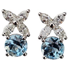 Tiffany & Co. Victoria Earrings Stud Aquamarine Diamond Platinum