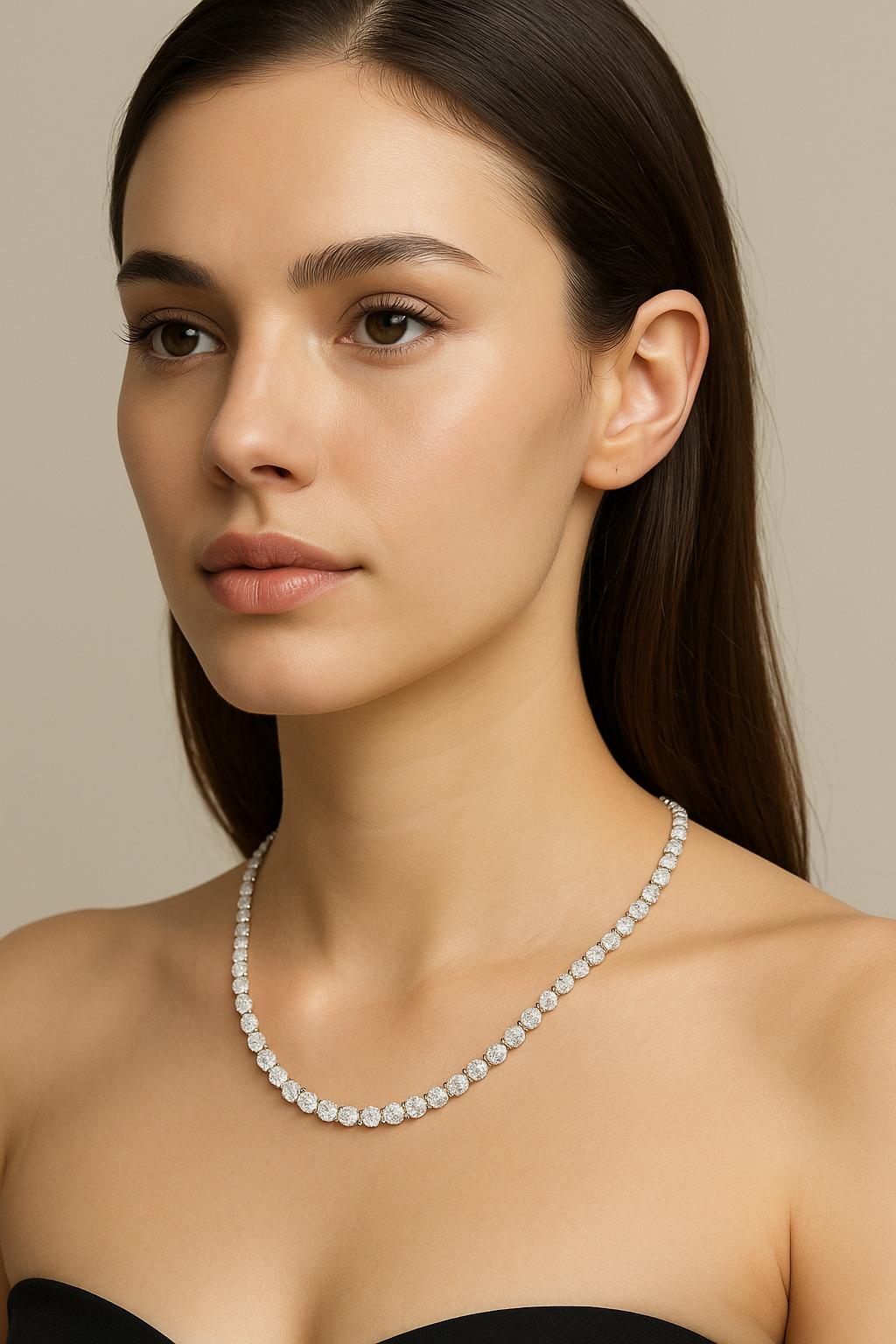 Taglio rotondo Tiffany & Co. Collana Victoria con diamanti a linee graduate  Platino, 10,39 carati in vendita