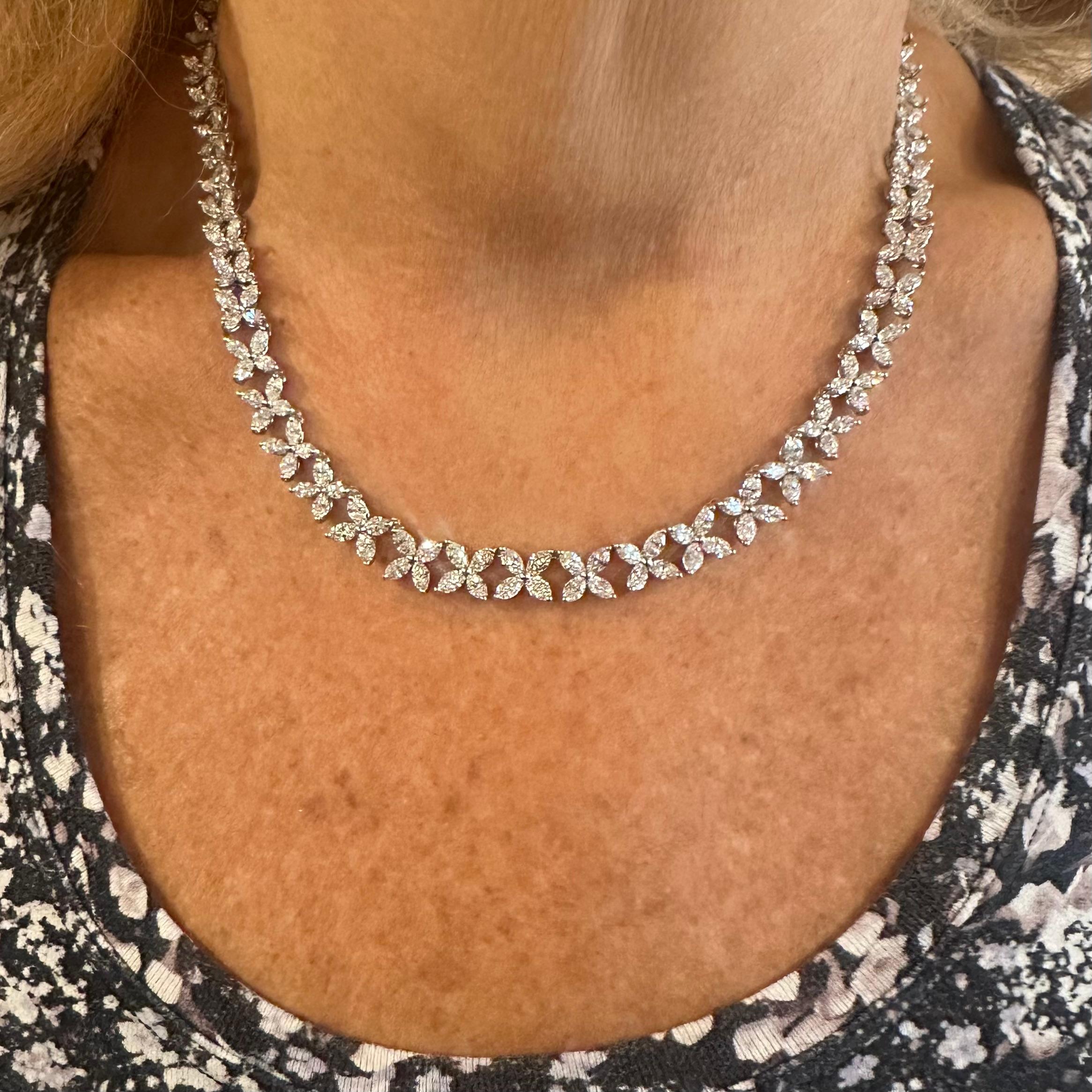 Tiffany & Co Victoria Graduated Marque Shape Diamond Platinum Necklace For Sale 15