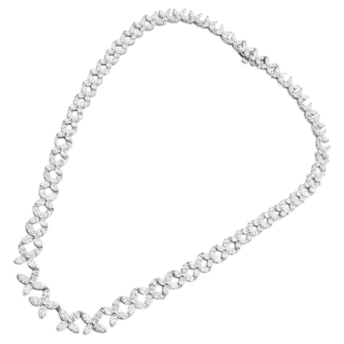 Tiffany & Co Victoria Graduated Marque Shape Diamond Platinum Necklace