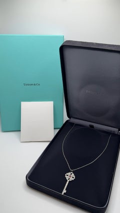 Tiffany &Co Victoria Key Platinum Diamond and Ruby Pendant Necklace