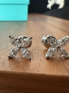 Tiffany Co Victoria Large Earrings 1.62 ct platinum