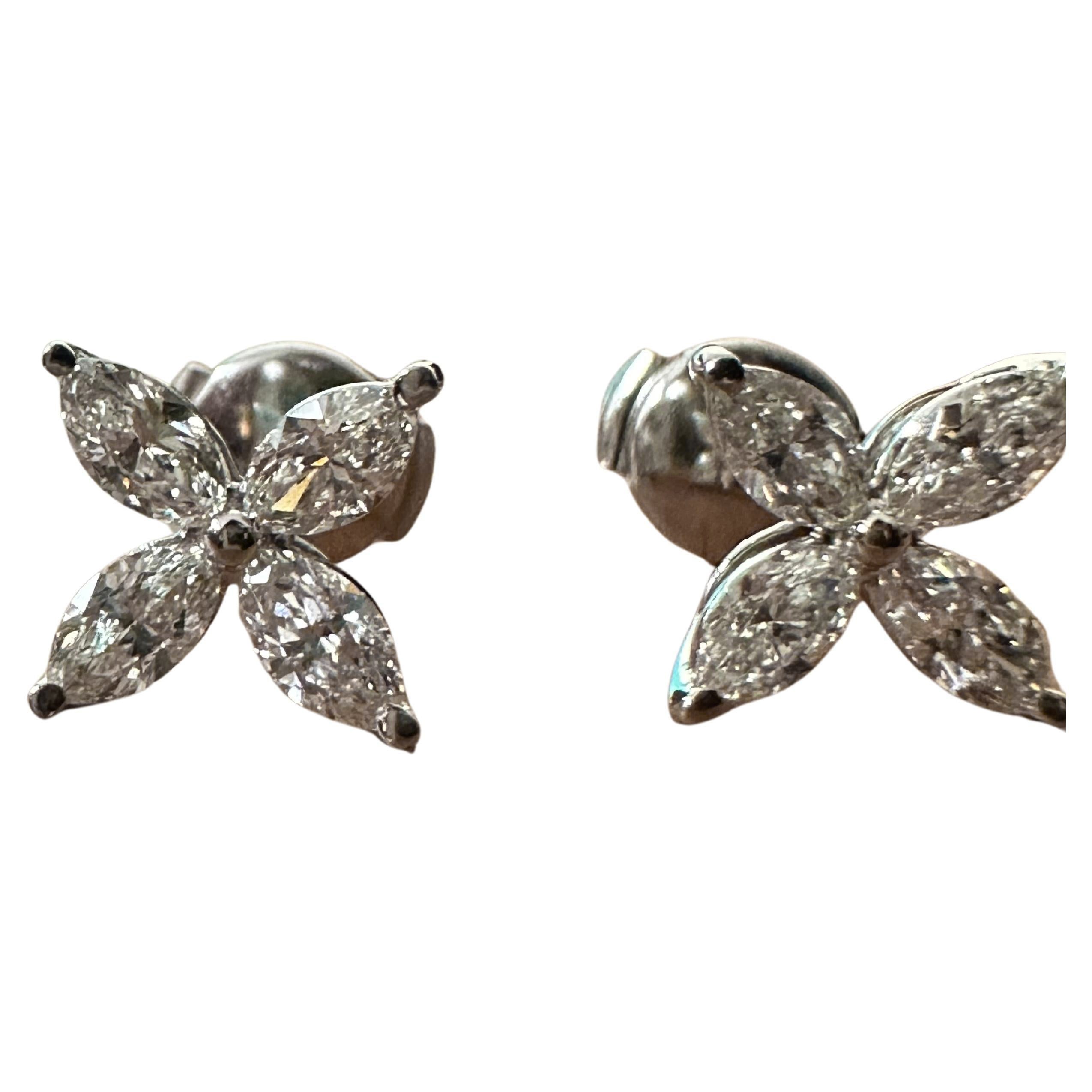 Tiffany Co Victoria Large Earrings 1.62 ct platinum