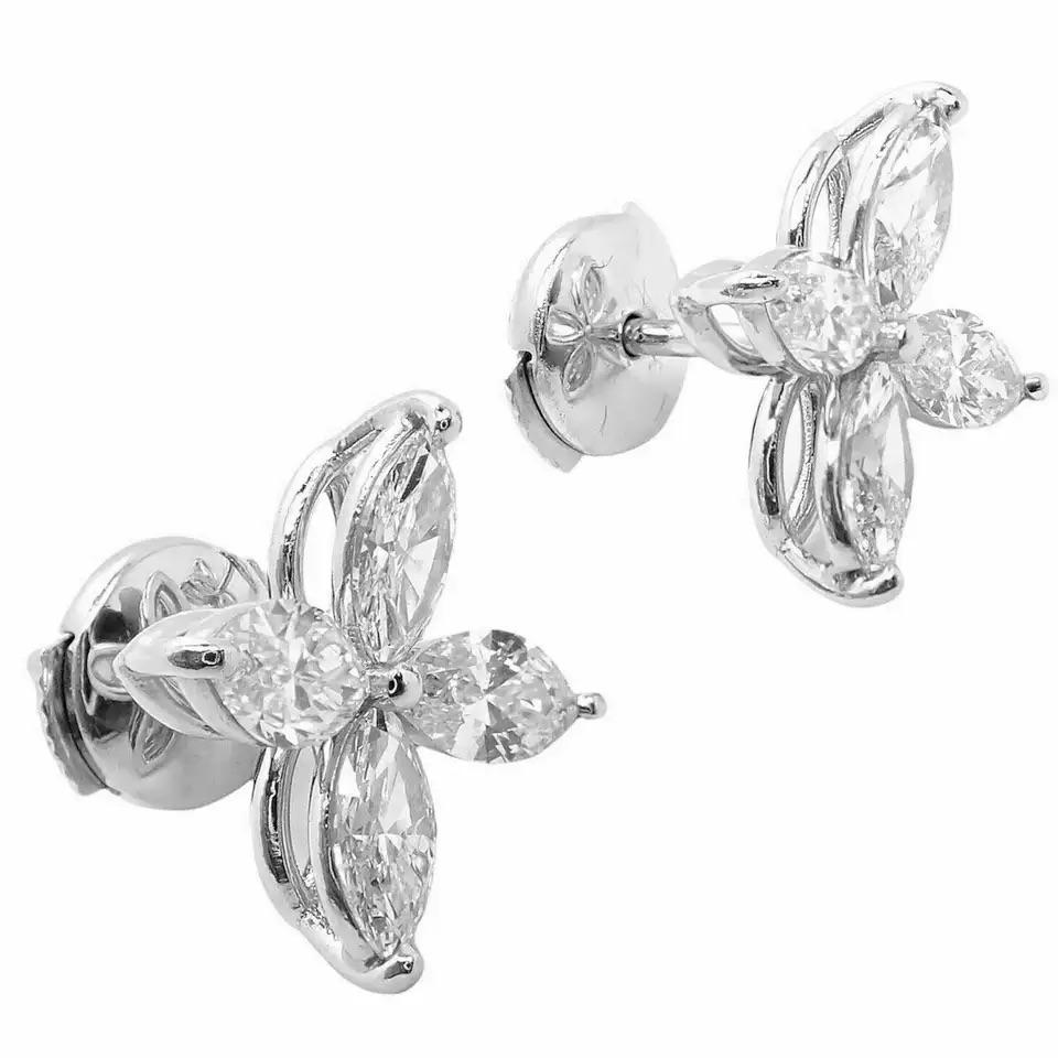 Women's or Men's Tiffany Co Victoria Large Earrings 1.62 ctw Platimun