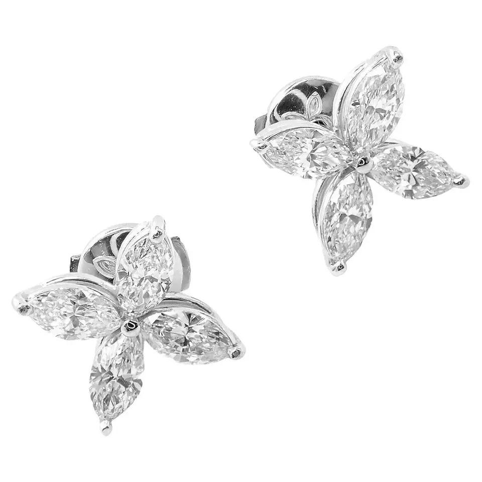 Marquise Cut Tiffany Co Victoria Large Earrings , Studs 1.62 ctw