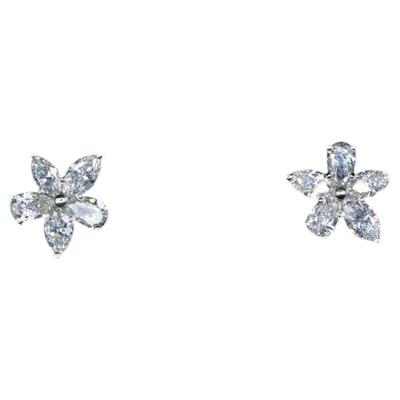 Tiffany CO Victoria Mixed Cluster Earrings 
Size : Large 
Marquise Diamonds , carat weight approximately 0.93
Pear shape diamonds, carat weight approximately 0.84 
Platinum with Diamonds 
Stud earrings 
Come within the original packaging 
Retail