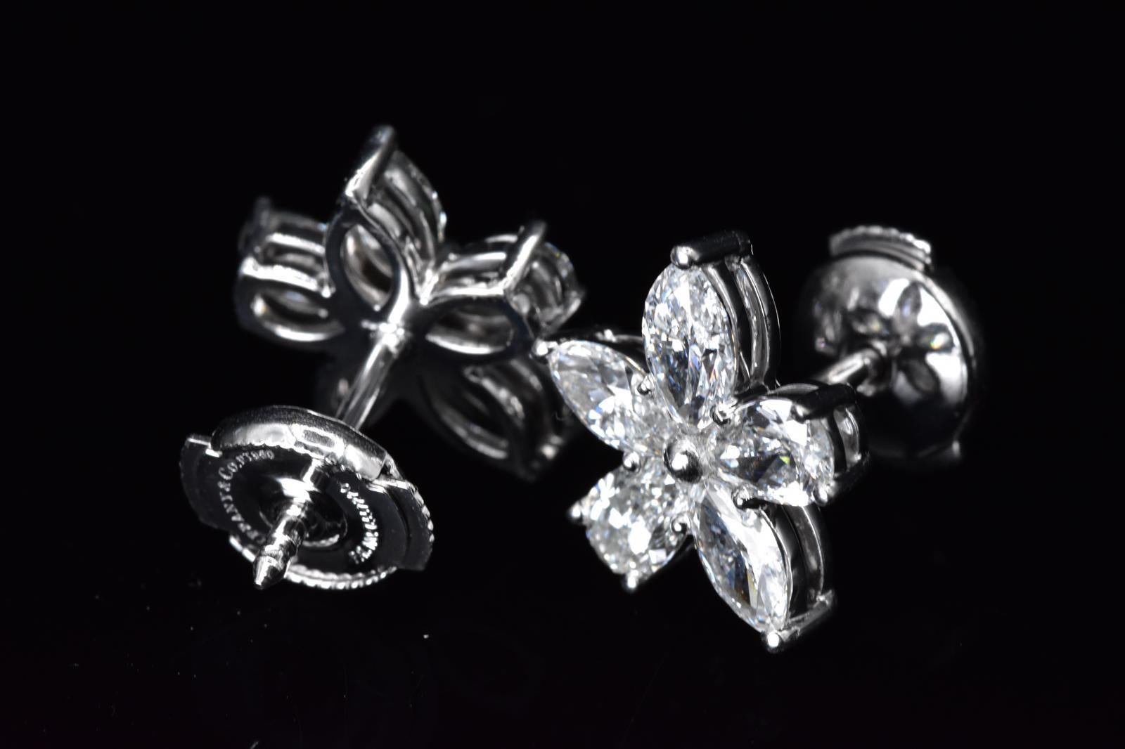 Marquise Cut Tiffany Co Victoria Large Mixed Cluster Earrings