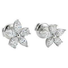 Tiffany & Co. Victoria Large Platinum Diamond Cluster Stud Earrings
