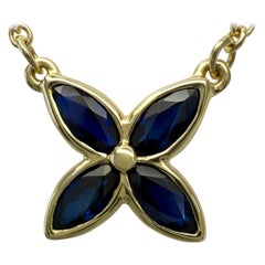 Tiffany & Co Victoria Marquise Cut Sapphire 18k Yellow Gold Pendant Necklace