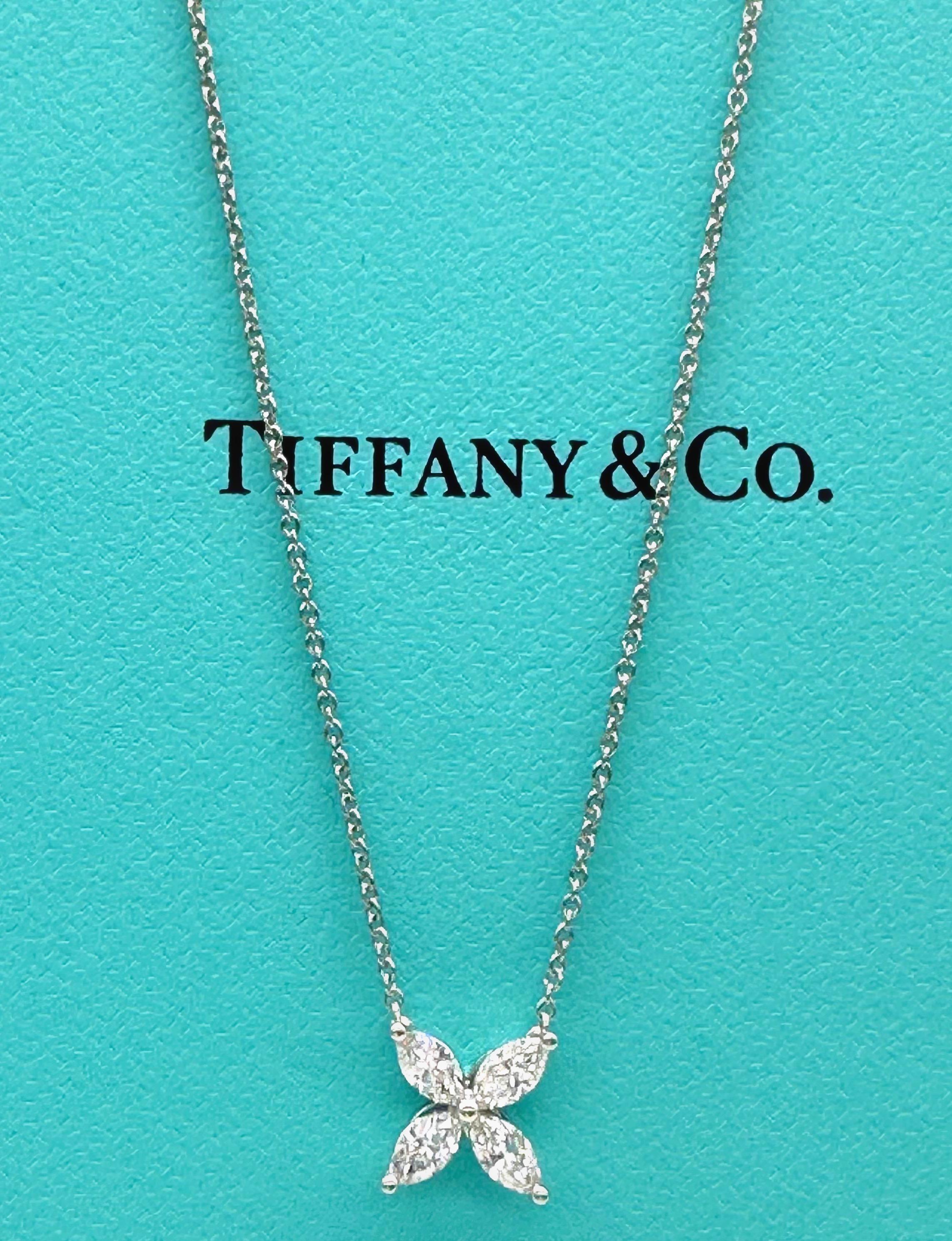 Tiffany & Co Victoria Marquise Diamond Pendant Necklace in Platinum Size Medium 3