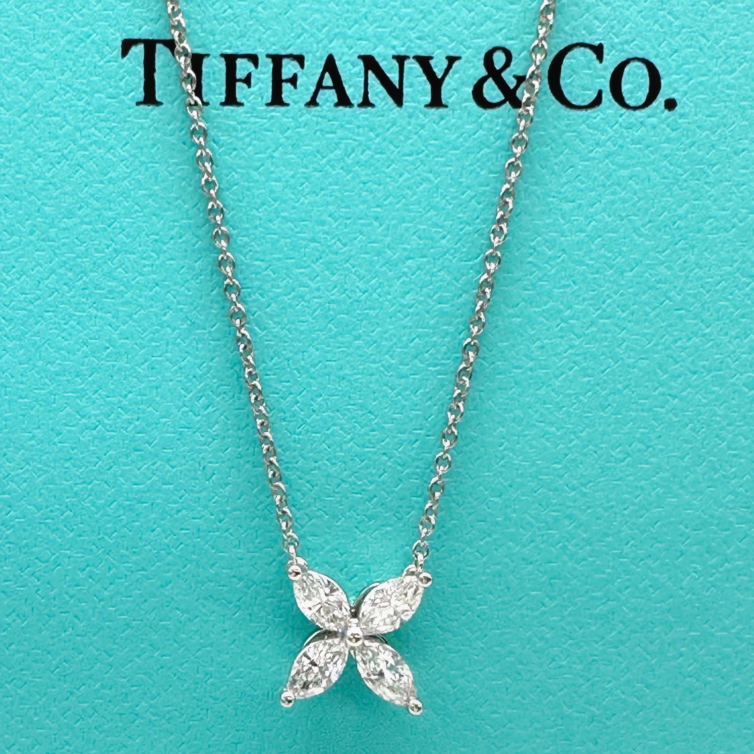 Tiffany & Co Victoria Marquise Diamond Pendant Necklace in Platinum Size Medium 5