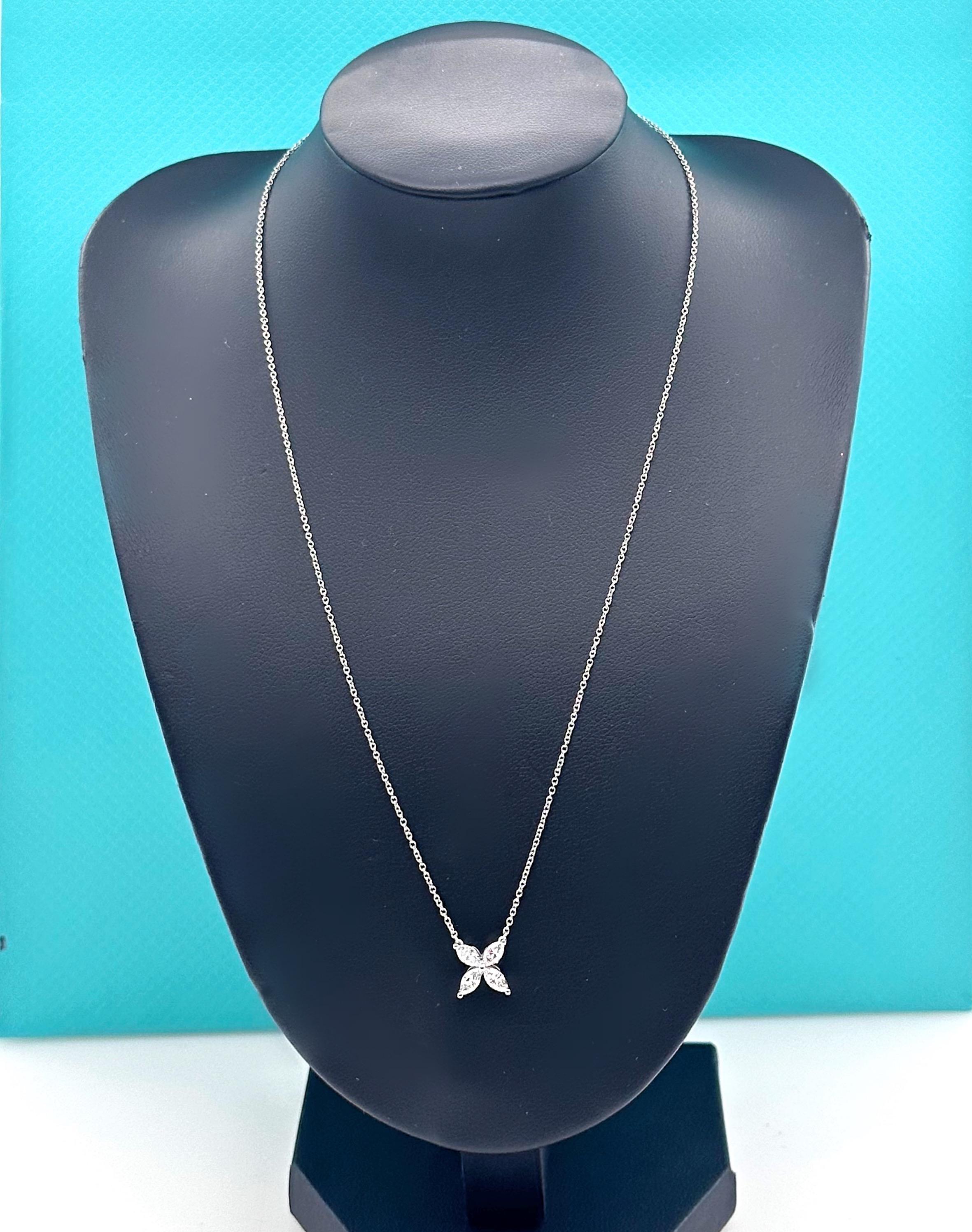 Tiffany & Co Victoria Marquise Diamond Pendant Necklace in Platinum Size Medium 6
