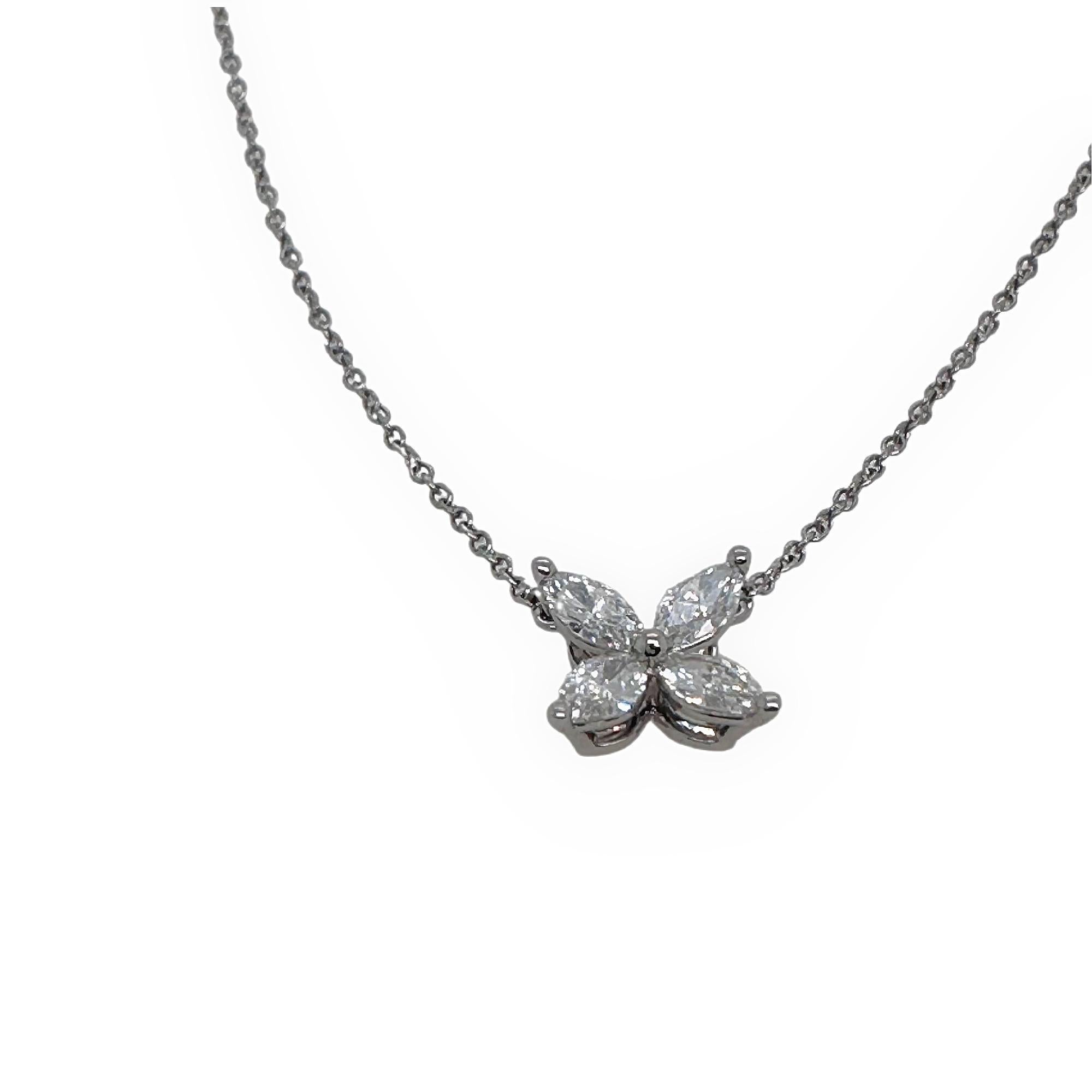 Tiffany & Co Victoria Marquise Diamond Pendant Necklace in Platinum Size Medium In Excellent Condition In San Diego, CA