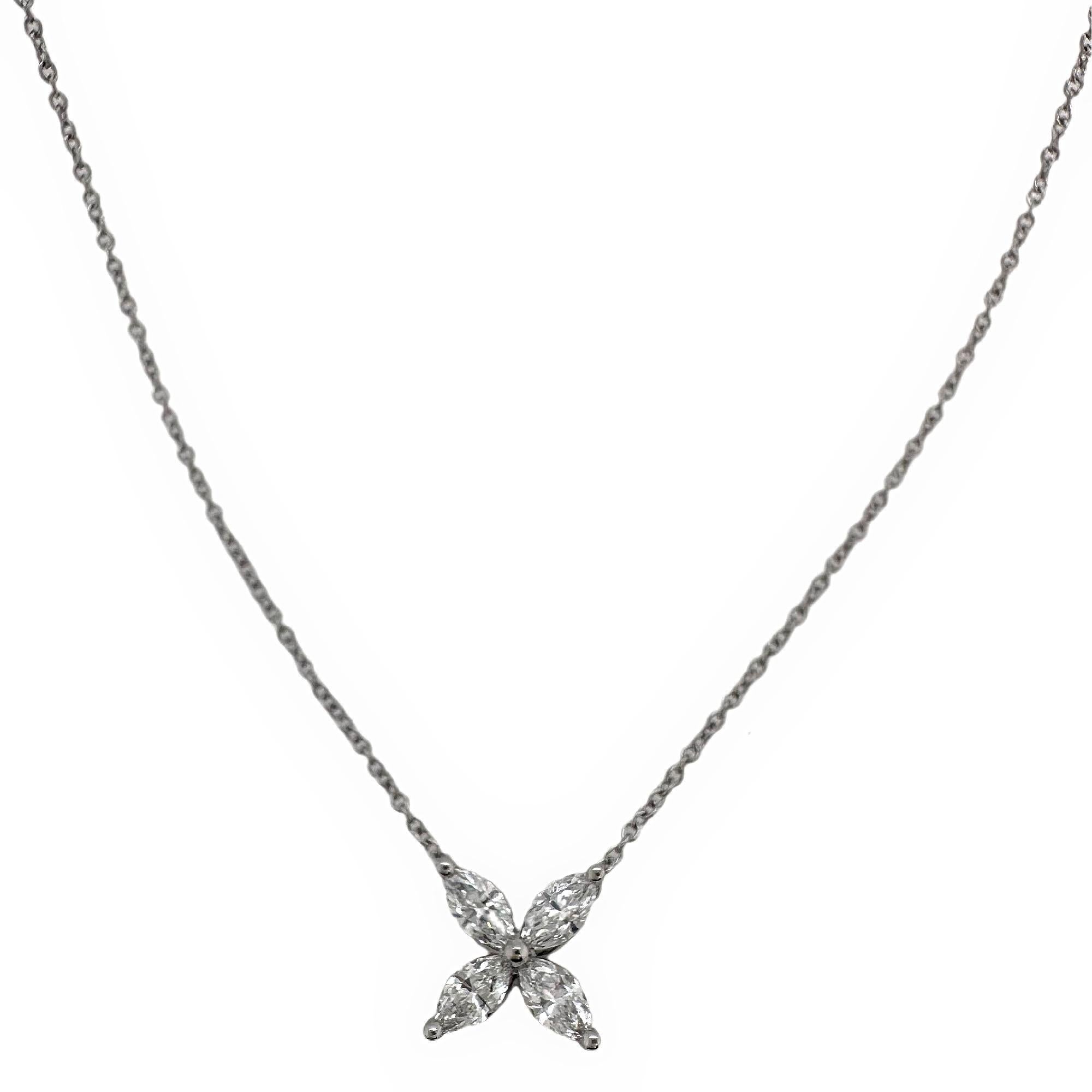 Women's or Men's Tiffany & Co Victoria Marquise Diamond Pendant Necklace in Platinum Size Medium