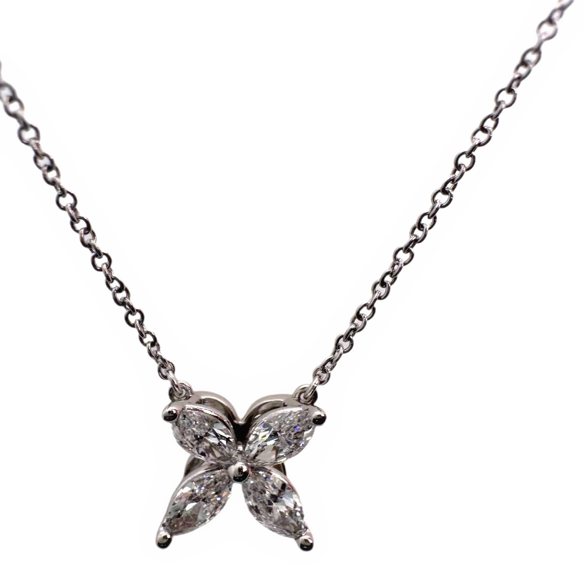 Tiffany & Co Victoria Marquise Diamond Pendant Necklace in Platinum Size Medium 1