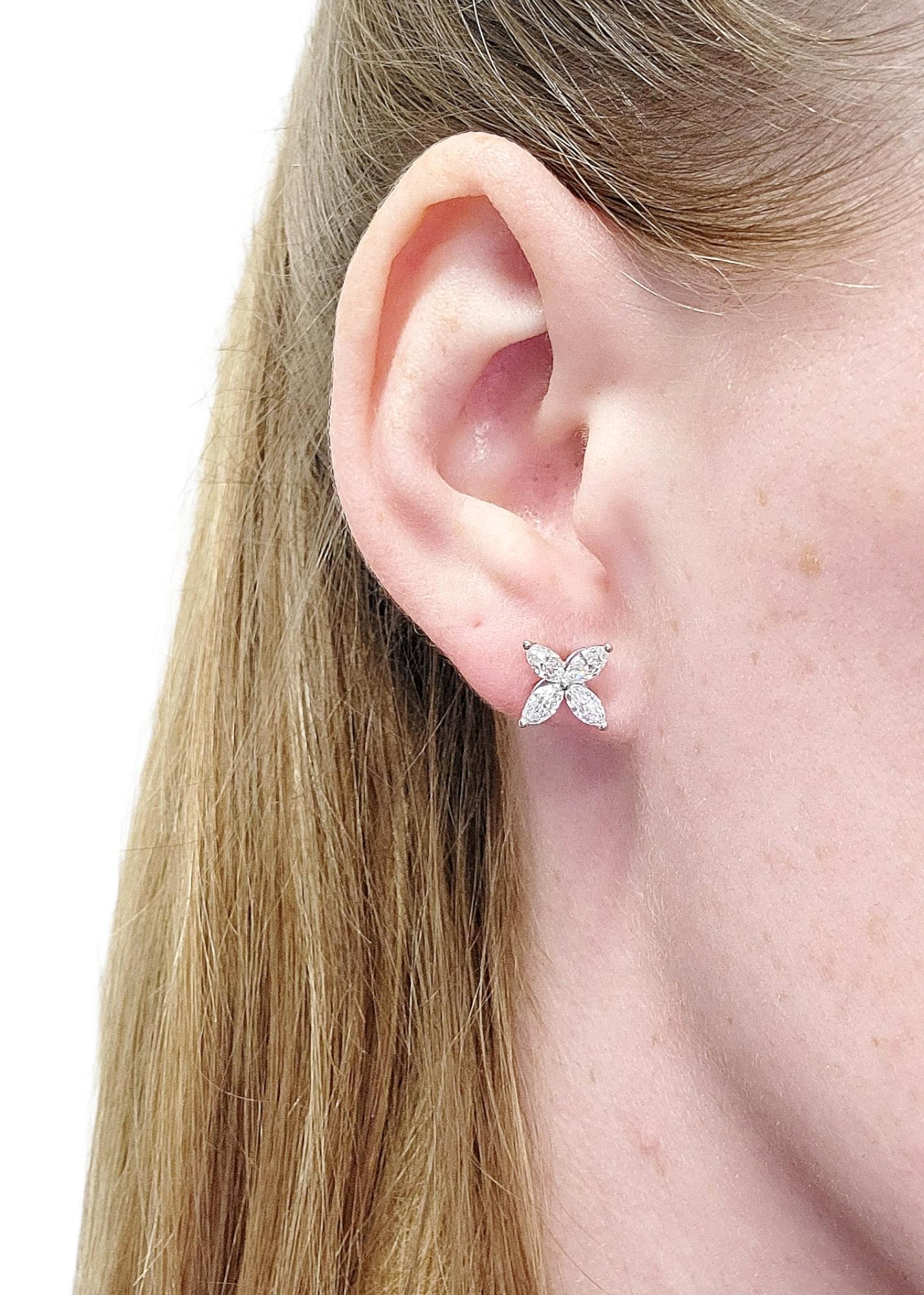Tiffany & Co. Victoria Medium .92 Carats Diamond Stud Earrings in Platinum For Sale 5