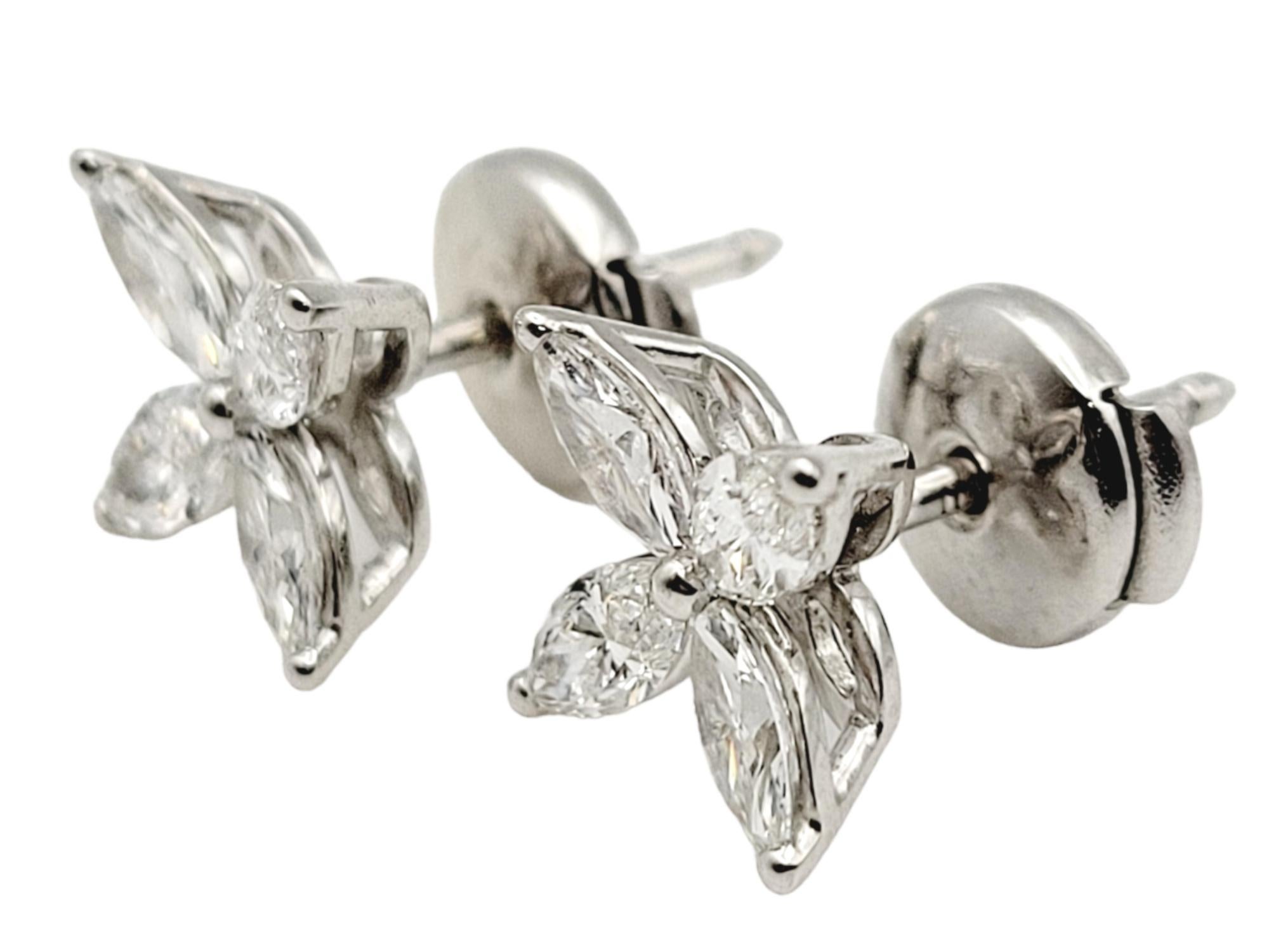 Contemporary Tiffany & Co. Victoria Medium .92 Carats Diamond Stud Earrings in Platinum