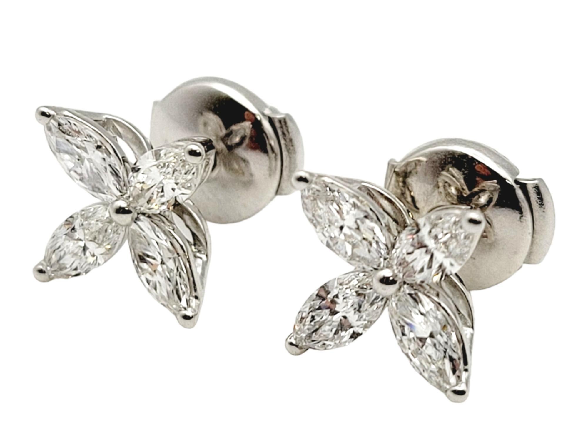 Marquise Cut Tiffany & Co. Victoria Medium .92 Carats Diamond Stud Earrings in Platinum For Sale