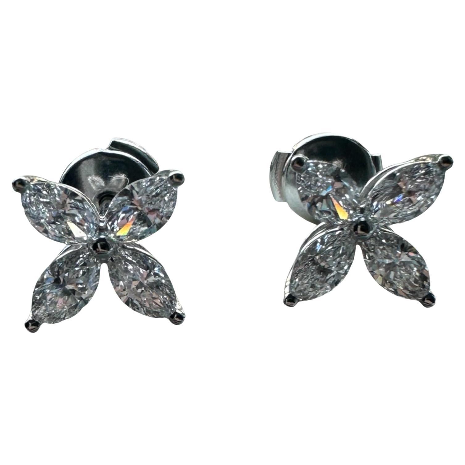 Tiffany Co Victoria Medium Diamond Platinum studs For Sale