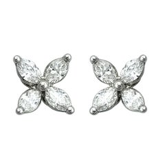Tiffany & Co. Victoria Mini Marquise Diamond Stud Earrings in Platinum with Box