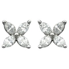 Tiffany & Co. Victoria Mini Marquise Diamond Stud Earrings in Platinum with Box