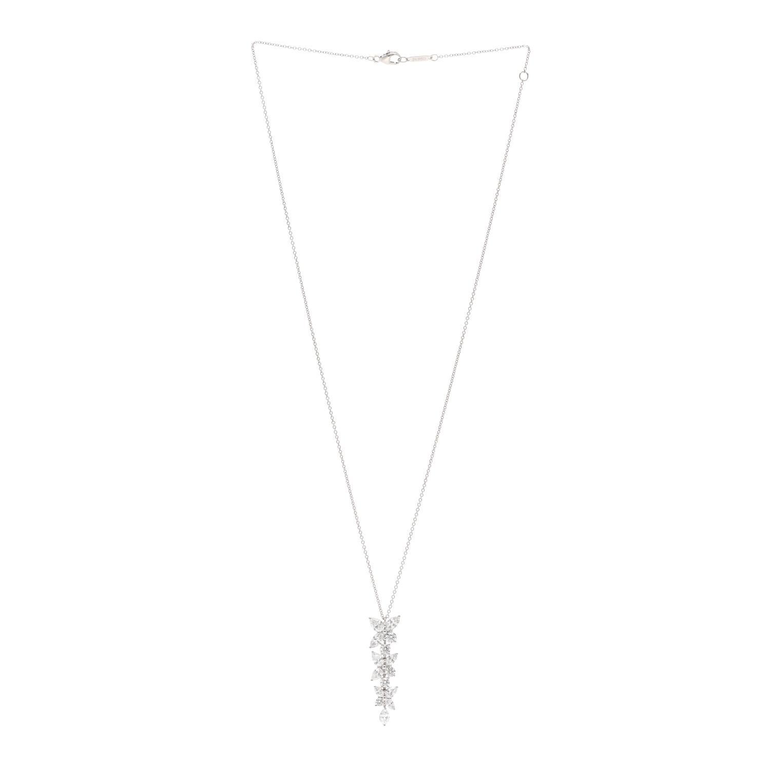 Tiffany & Co. Mixed Cluster-Tropfen-Halskette mit Diamanten, viktorianisch (Zeitgenössisch)