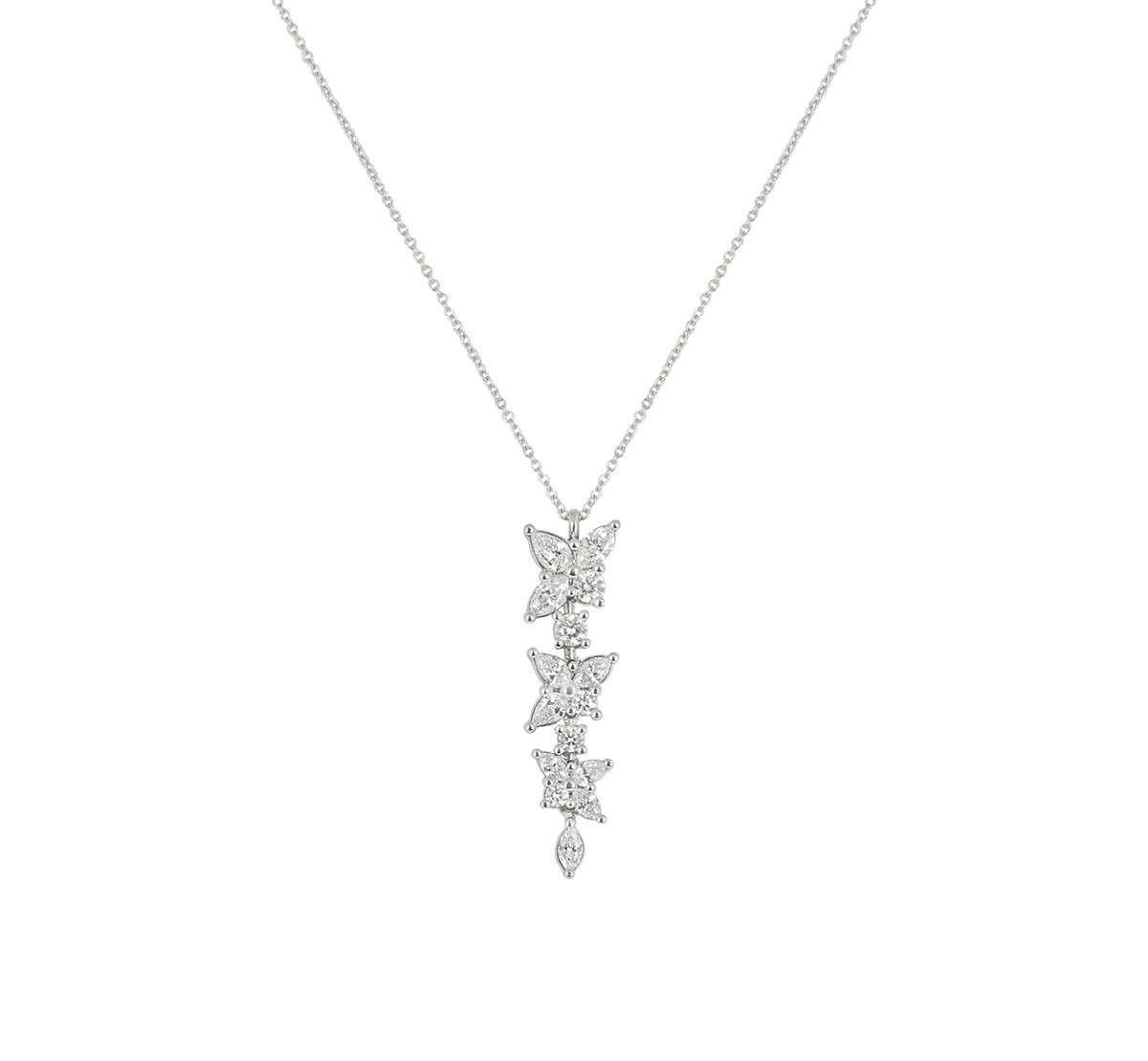 Tiffany & Co. Mixed Cluster-Tropfen-Halskette mit Diamanten, viktorianisch Damen