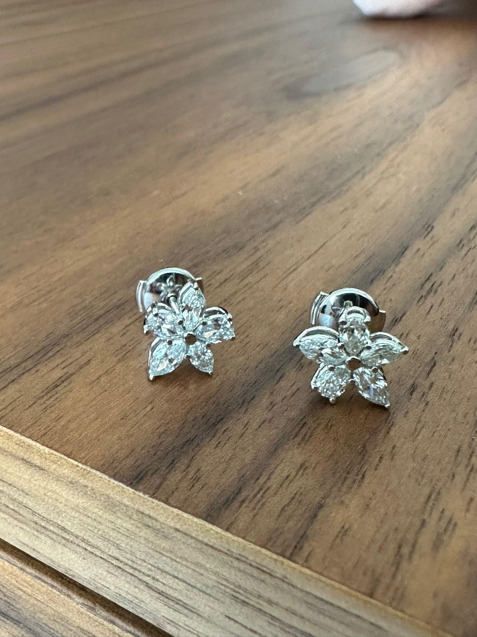 Pear Cut Tiffany & Co Victoria Mixed Cluster Earrings in Platinum , size medium