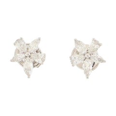 Tiffany & Co. Victoria Mixed Cluster Stud Earrings Platinum with Diamonds Medium