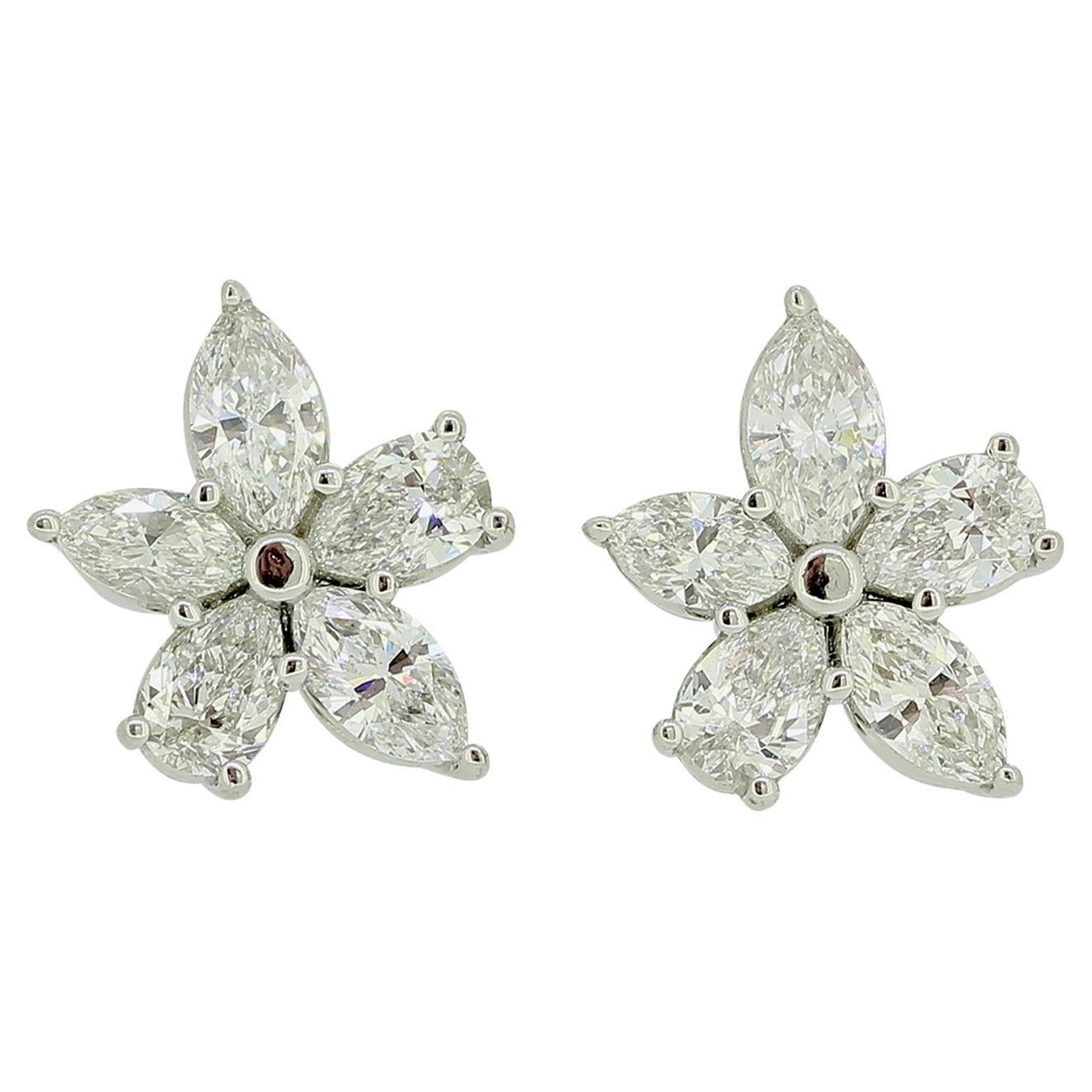 Tiffany & Co. Victoria Mixed Diamond Cluster Earrings For Sale