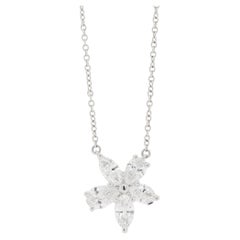 Tiffany & Co Victoria Mixed Diamond Cluster Platinum Pendant Necklace