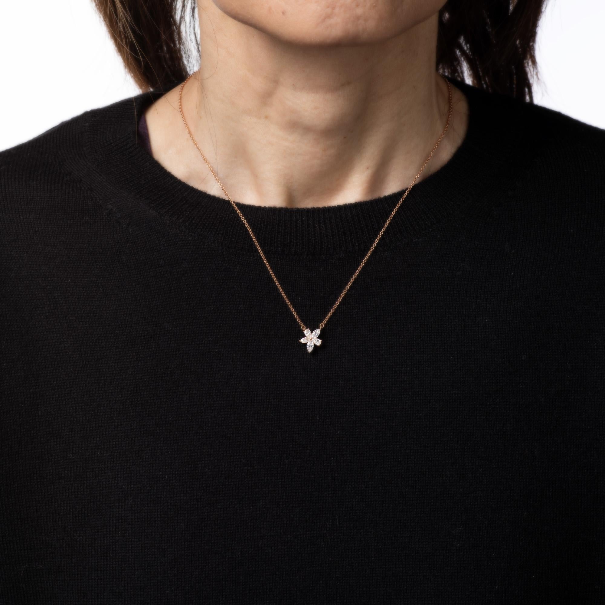 Contemporary Tiffany & Co Victoria Necklace Mixed Cluster 5 Diamond 18k Rose Gold Signed For Sale