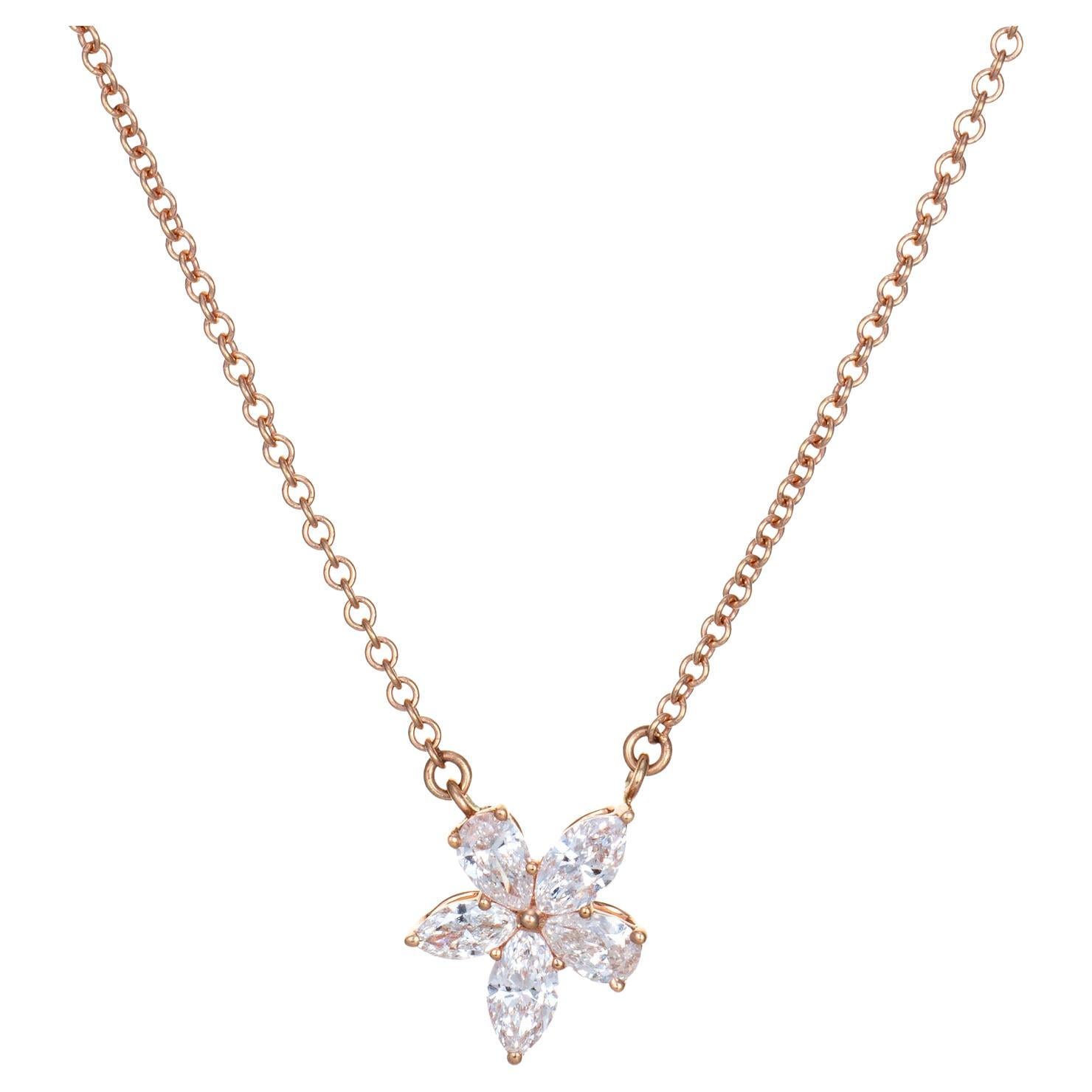 Tiffany & Co Victoria Necklace Mixed Cluster 5 Diamond 18k Rose Gold Signed