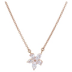 Tiffany & Co Victoria Necklace Mixed Cluster 5 Diamond 18k Rose Gold Signed
