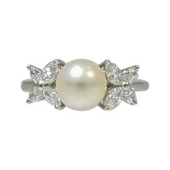 Tiffany & Co. Victoria Pearl and Diamond Platinum Ring