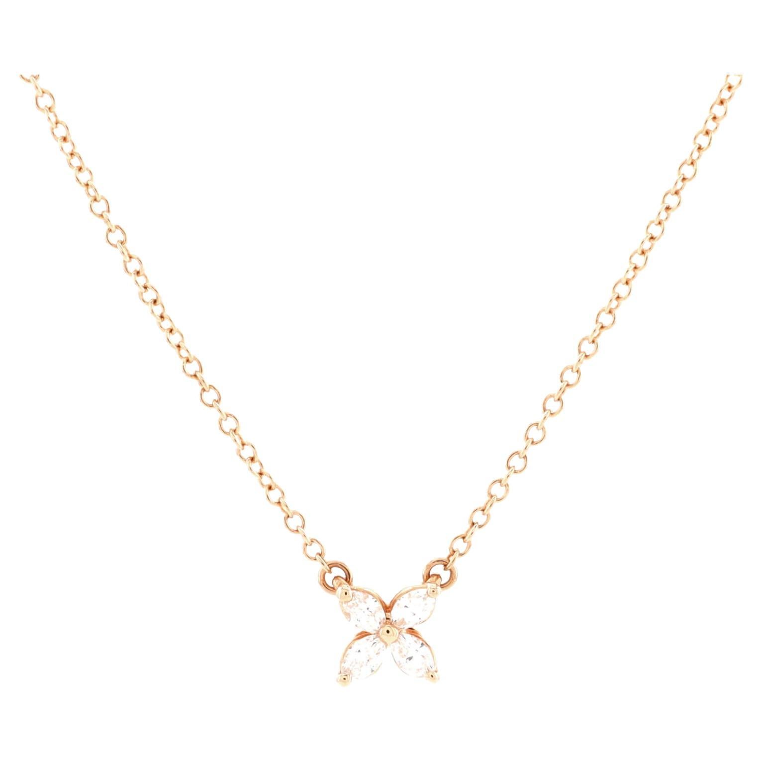 Tiffany & Co. Victoria Pendant Necklace 18k Rose Gold with Diamonds Mini