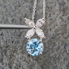 Tiffany & Co. Collar Colgante Victoria Aguamarina Diamante Platino Cadena 16