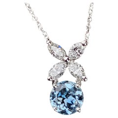 Tiffany & Co. Victoria Halskette mit Anhänger, Aquamarin Diamant Platin 16" Kette