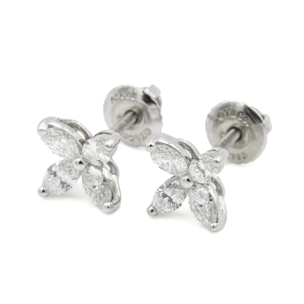 Taglio marquise TIFFANY & Co. Orecchini Victoria in platino con diamanti da 0,64 carati in vendita