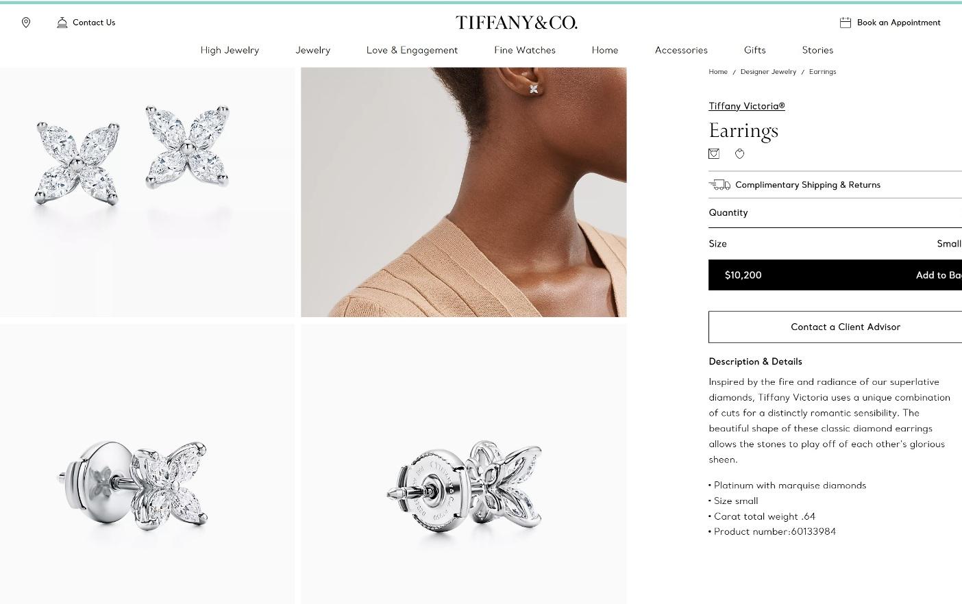 TIFFANY & Co. Orecchini Victoria in platino con diamanti da 0,64 carati in vendita 4