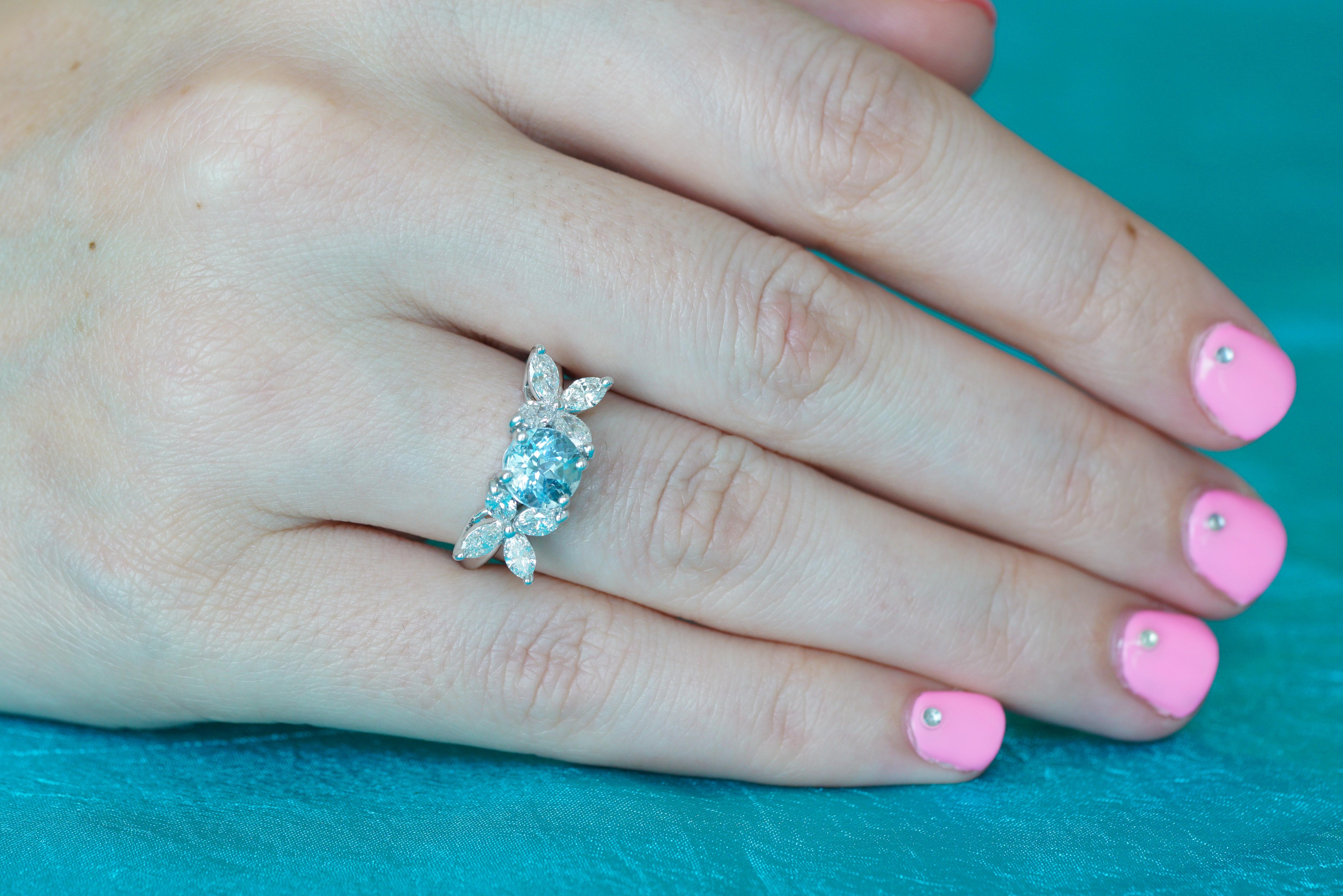Tiffany & Co. Victoria Platinum 1 Carat Aquamarine Diamond Ring 1