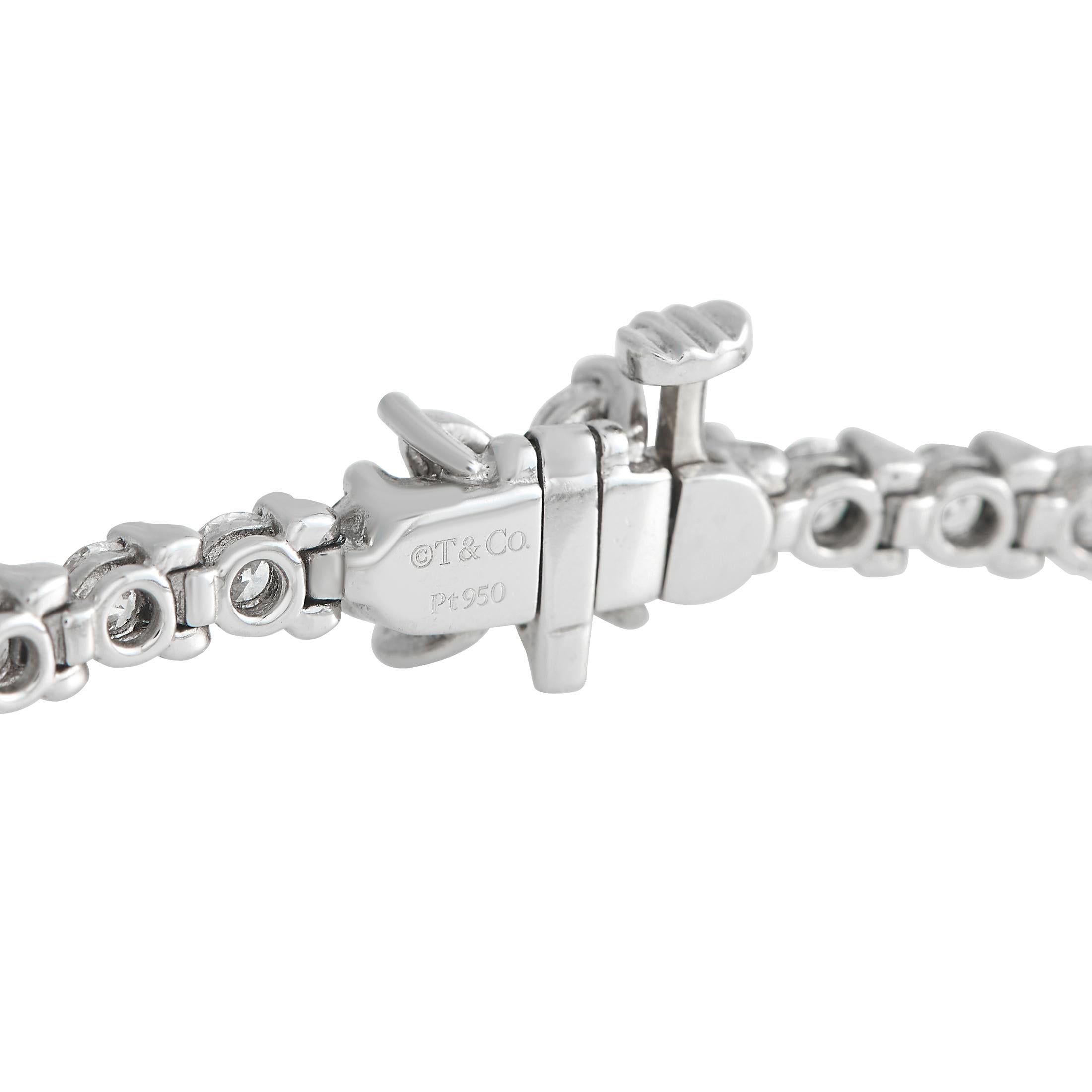 Tiffany & Co. Victoria Platinum 3.08ct Diamond Tennis Bracelet In Excellent Condition For Sale In Southampton, PA