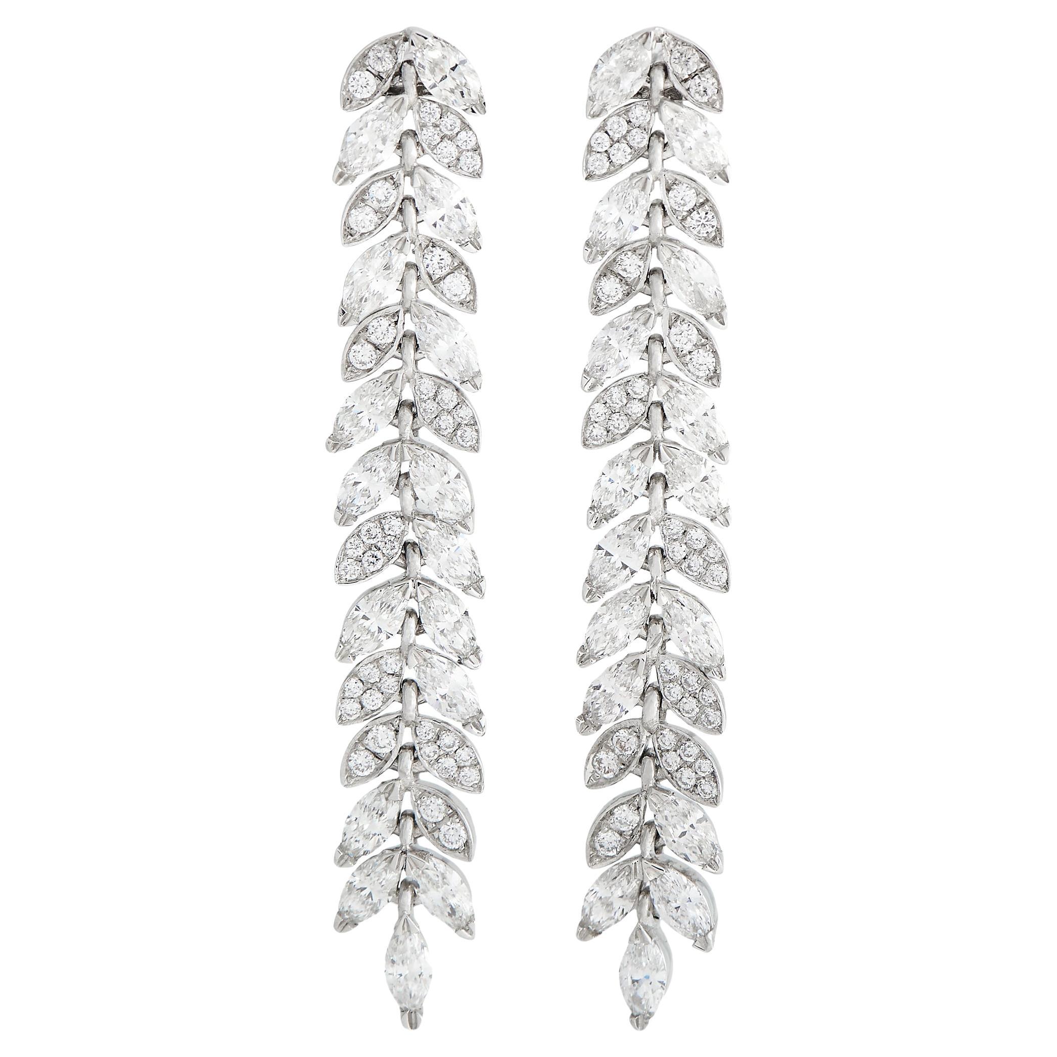Tiffany & Co. Victoria Platinum 3.60 ct Diamond Vine Drop Earrings